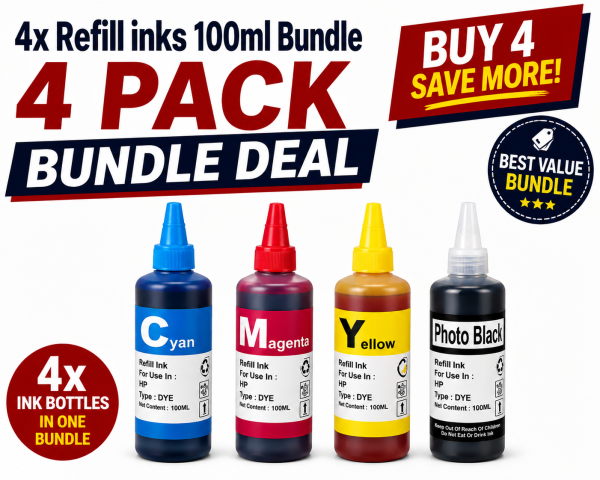 4x Refill inks 100ml Bundle