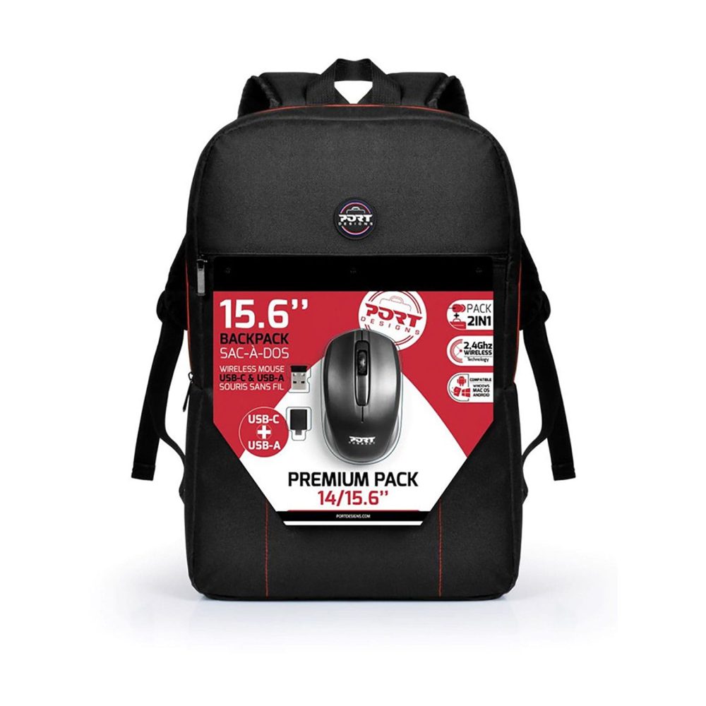 15.6" Port Designs Premium Backpack and Wireless Mouse Combo