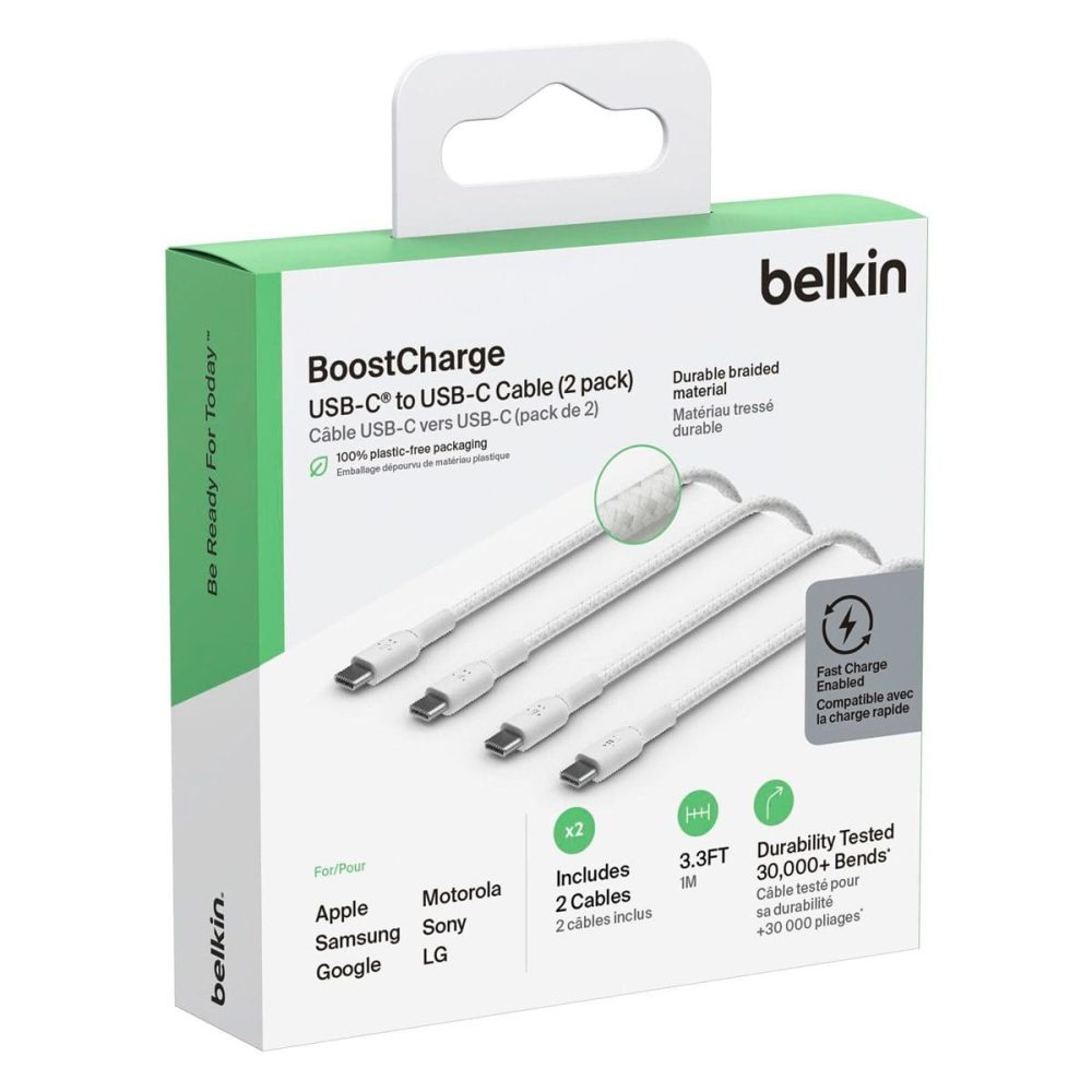 Belkin BoostCharge USB Type-C to USB Type-C 1m Braided Cable 2-pack