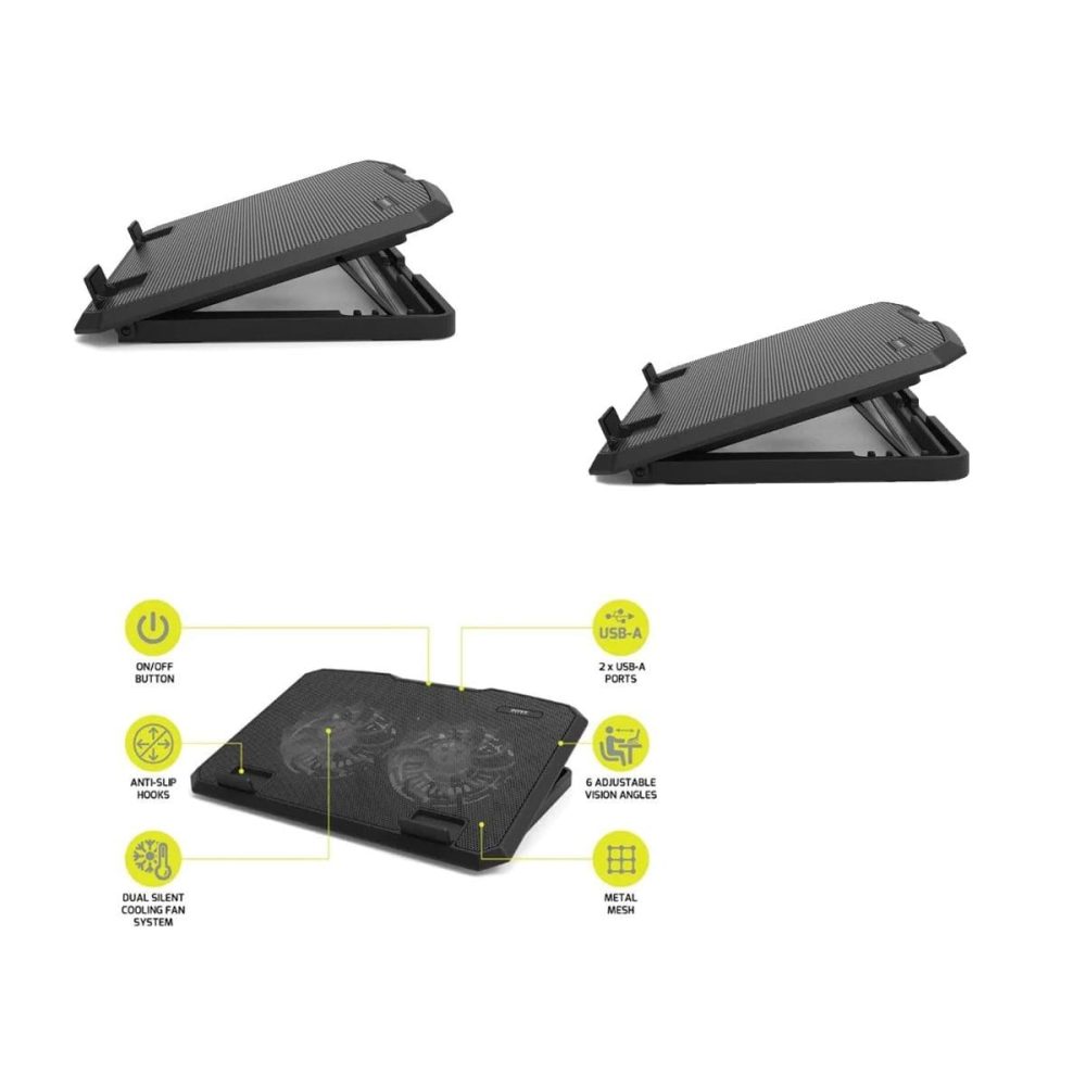 Port Designs Ergonomic 15.6'' -17'' Notebook Cooling Stand  X2 Fans - Image 2