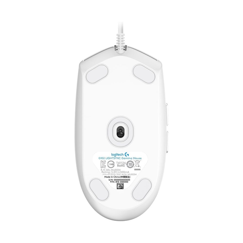 Logitech G102 LIGHTSYNC 8,000 DPI RGB White Wired Gaming Mouse - Image 5