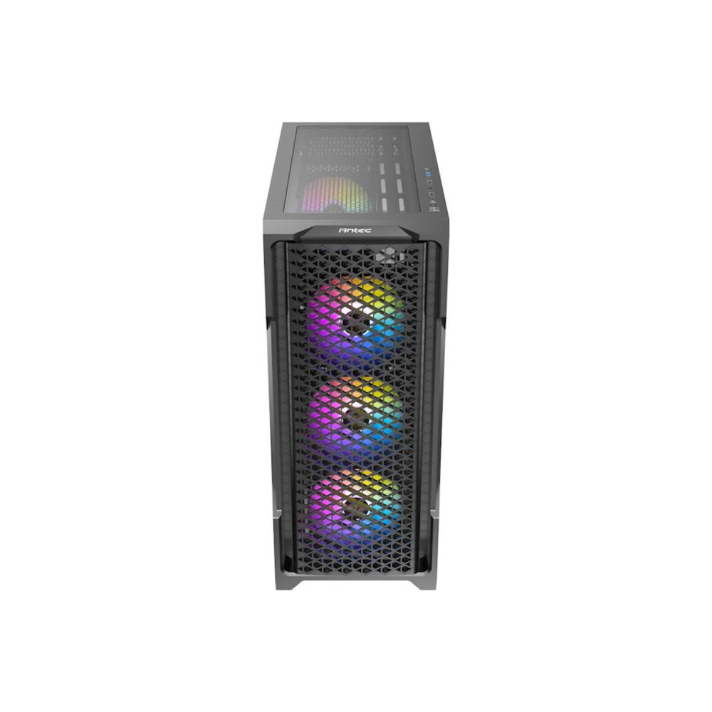 Antec ARGB Mesh Windowed Tempered Glass Black ATX Mid-Tower Desktop Chassis - Image 2