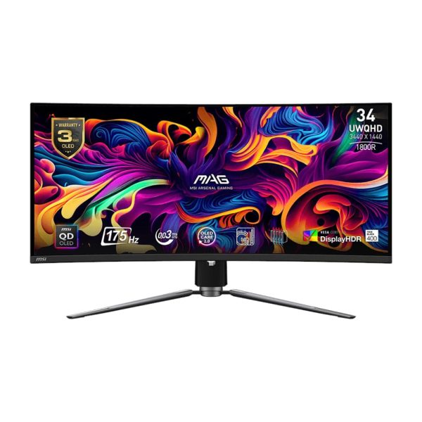 34″ MSI MAG 341CQP QD-OLED UWQHD Curved Gaming Monitor