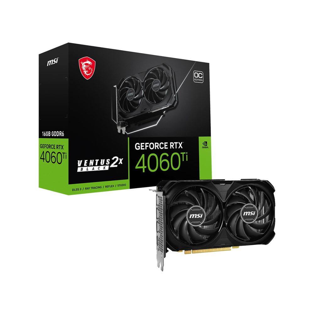 MSI GeForce RTX 4060 Ti VENTUS 2X BLACK 16GB GDDR6 128-Bit Desktop Graphics Card - Image 2