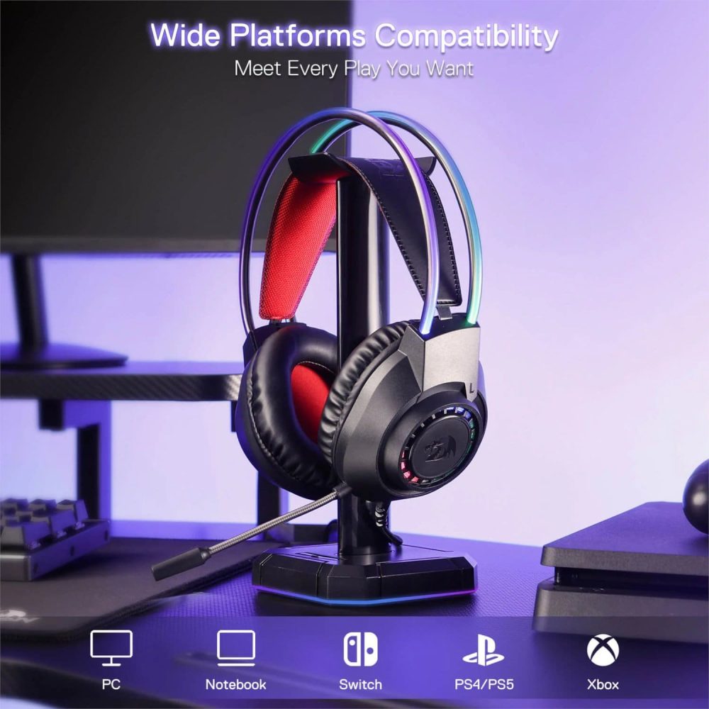 Redragon SCREAM Over-Ear RGB Gaming Headset - Black - Image 2