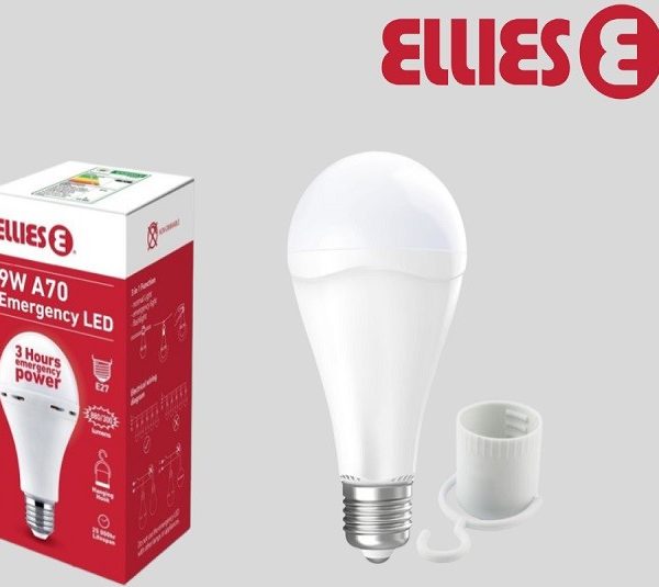 Ellies 9W A70 Emergency LED Light Bulb E27 Screw Type