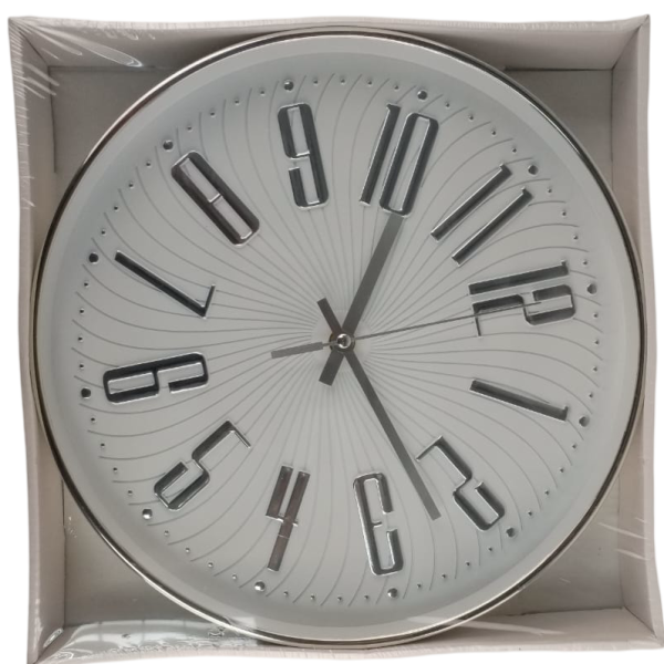Casey Wall Clock Silver Outer Rim With Silver Details And