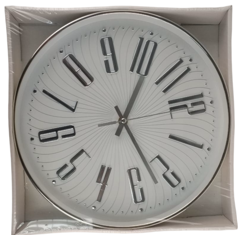 Casey Wall Clock Silver Outer Rim With Silver Details And