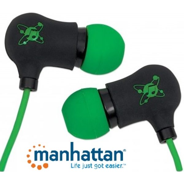 Manhattan Black-Green Sound Science Nova Sweatproof Earphones