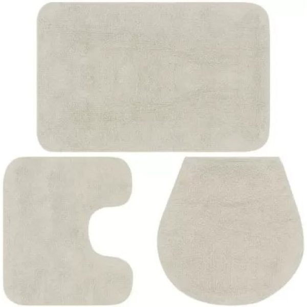 Casey Bathroom Cream 3 Piece Mat Set