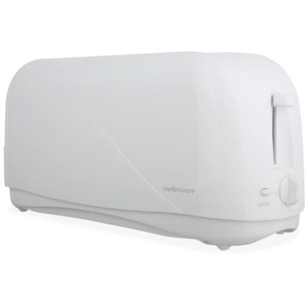 Mellerware 4 Slice Plastic White Toaster 1300W Hot Slice