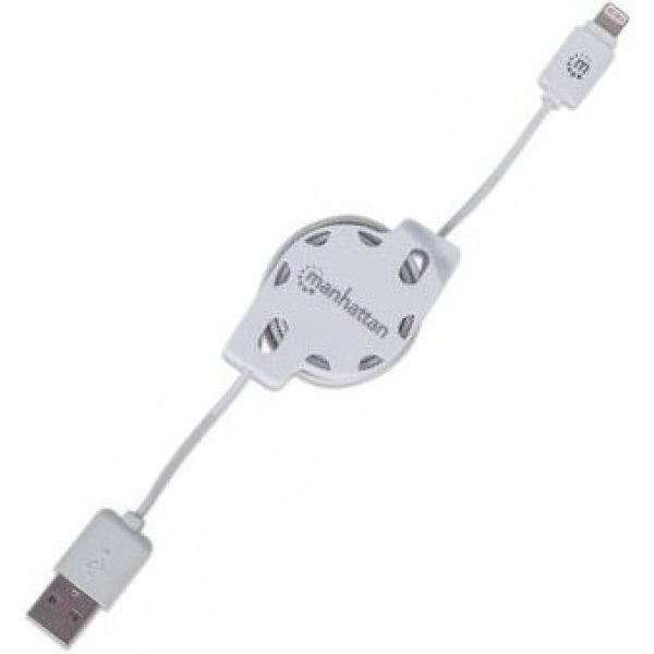 Manhattan iLynk Lightning Cable Retractable 1m White