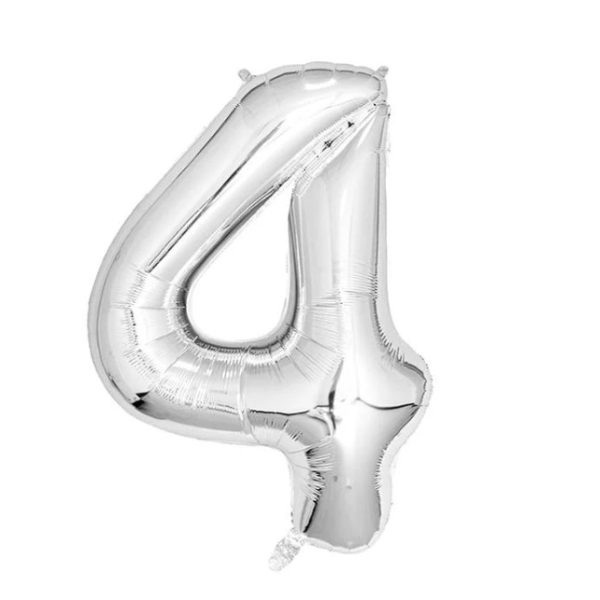 Casey 102cm Silver Balloon Number 4