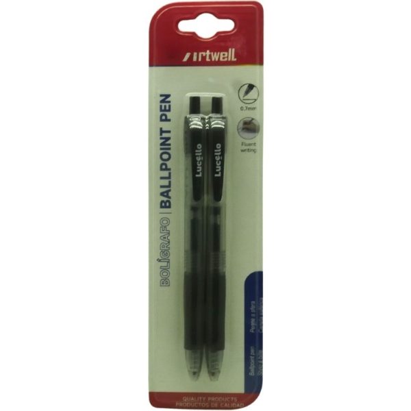 Artwell 2 Pack Ballpoint Black Pens