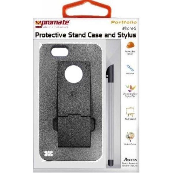 Promate Grey Portfolio iPhone 5 Protective Stand Case