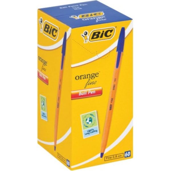 BIC Orange Fine Point Blue Ballpoint Pens