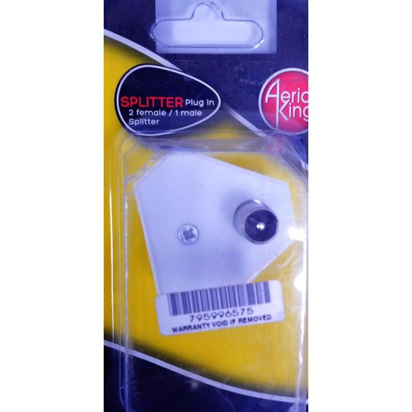 Aerial King Splitter Plug In 2 Way MFF Blister