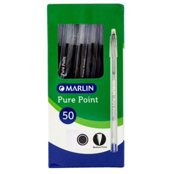 Marlin Pure Point Transparent Pens Box of 50 Blue