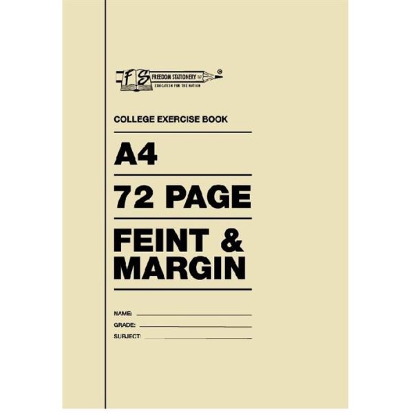 Freedom A4 72 Pages College Exercise Book Feint And Margin