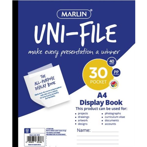 Marlin A4 All Purpose UniFile 30 Page Display Book