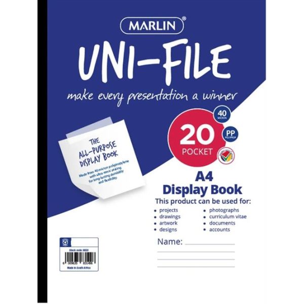 Marlin A4 All Purpose 20 Page UniFile Display Book