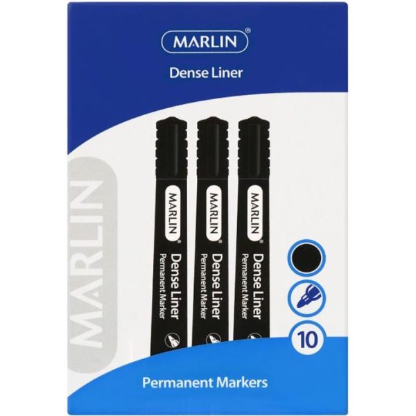 Marlin Dense Permanent Markers Black 10