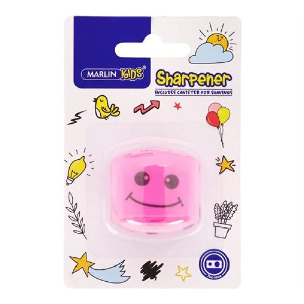 Marlin Kids 2 Hole Sharpener With Container Pink