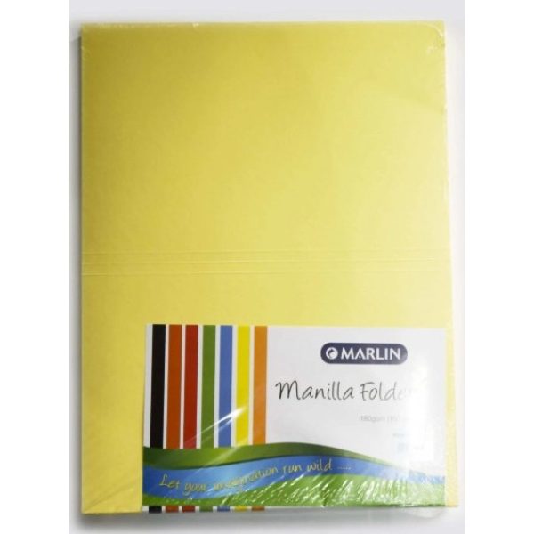 Marlin A4 Flat File Folders Yellow Pack of 100