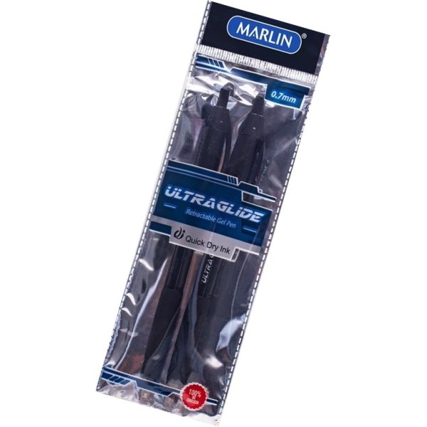 Marlin Ultraglide Retractable Ballpoint Pen Black 2 Pack