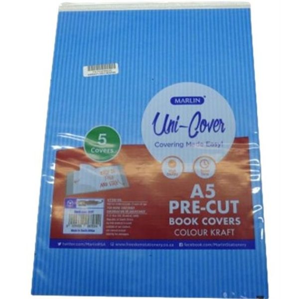 Marlin Kids A5 Precut Book Cover Blue 5 Pack