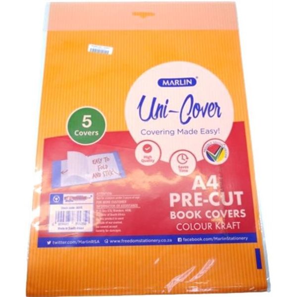 Marlin Kids A4 Precut Book Cover Orange 5 Pack