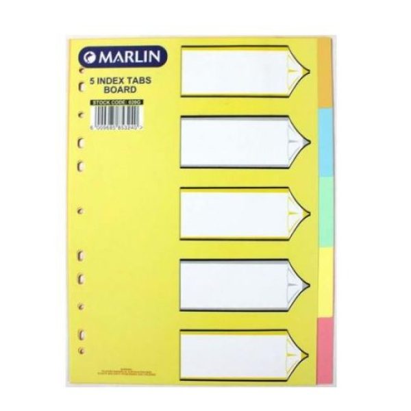 Marlin File Dividers Bright C/BOARD 1- 5