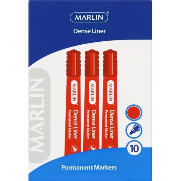 Marlin Dense Permanent Markers Red 10