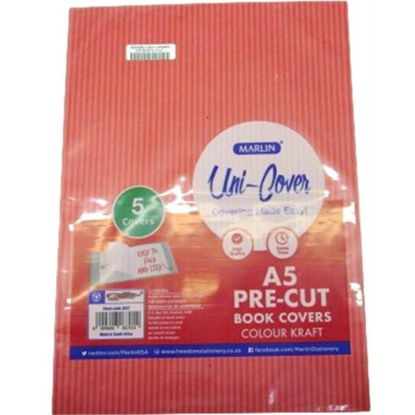 Marlin Kids A5 Precut Book Cover Red 5 Pack