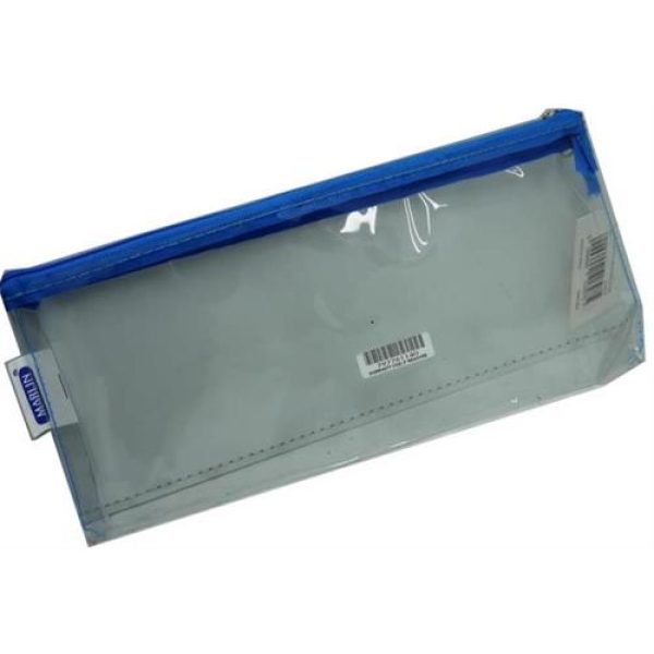 Marlin Clear PVC 23cm Pencil Bag Blue Zip 23cm x 11cm