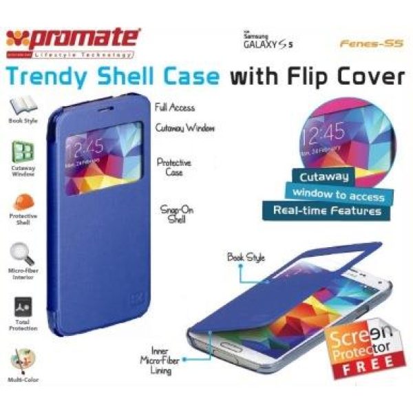Promate Fenes S5 Bookcover with window Colour:Blue