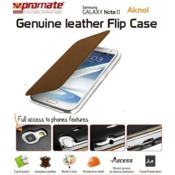 Promate Brown Aknol Elegant Book Style Leather case