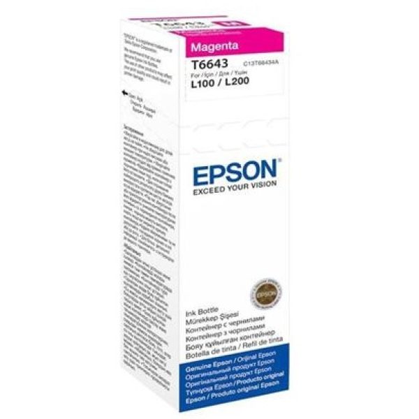 Epson T6643 Magenta Ink Bottle 70ml For L110 L300 L210 L355