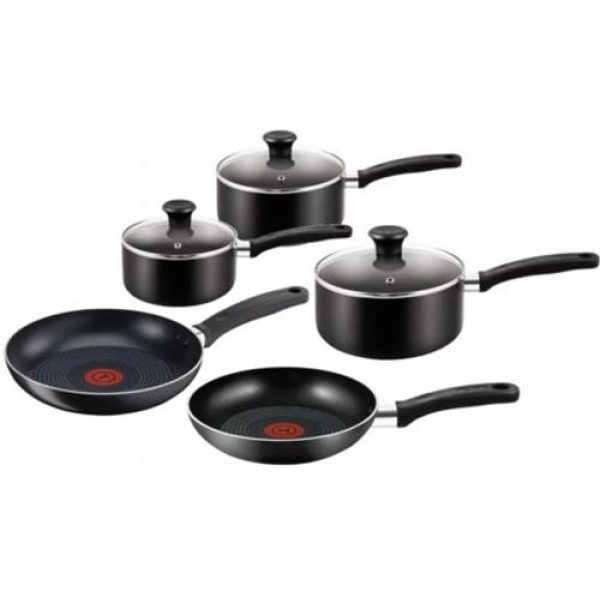 Tefal Essential 8 Piece Non Stick Set Black