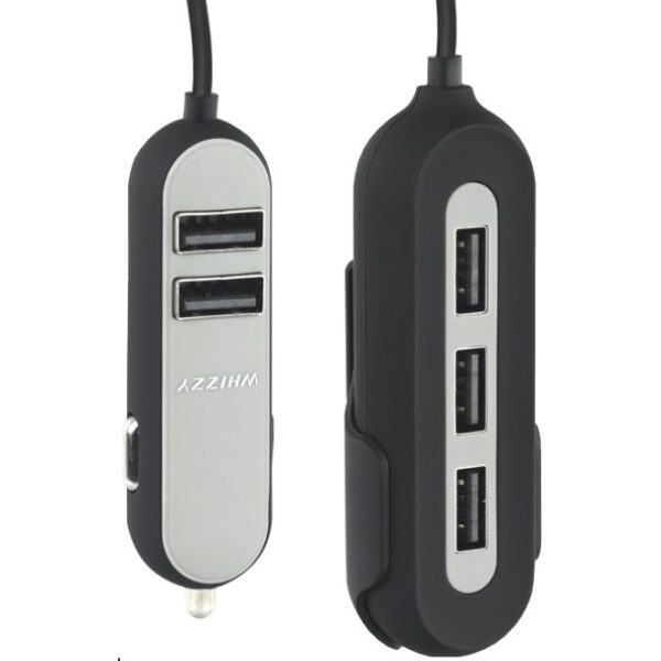 Whizzy Black 5 Port USB Family Car Charger