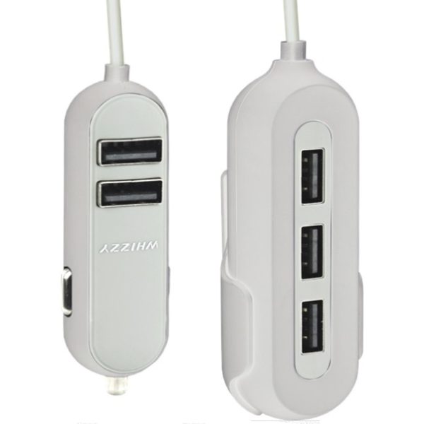 Whizzy White 5 Port USB Family Car Charger