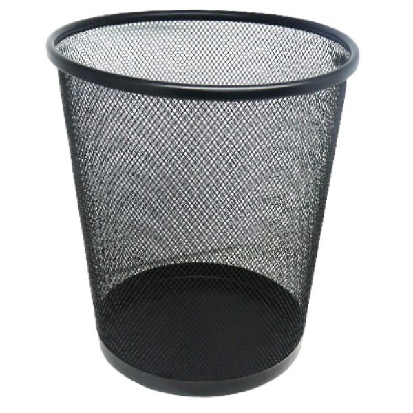 Brainware Round Steel Mesh Trash Can Black
