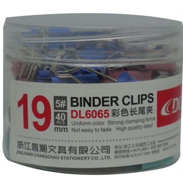 DLOffice Multicolour 19mm Binder Clips Plastic Tub