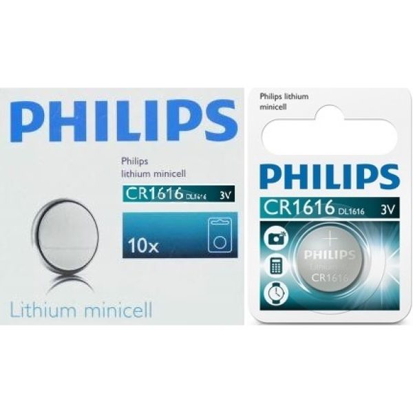 Philips Minicells Battery CR1616 Lithium Sold as Box of 10