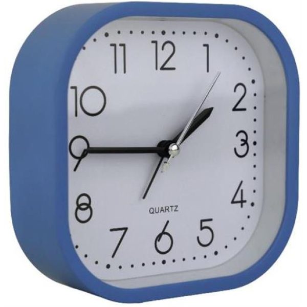 Casey Bedside Square Alarm Clock 12cm Blue