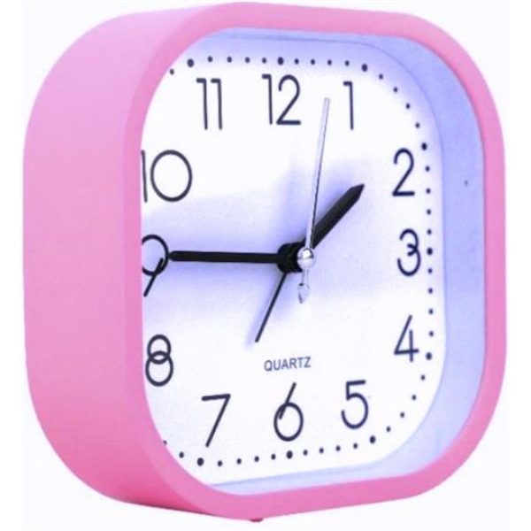Casey Bedside Square Alarm Clock 12cm Pink
