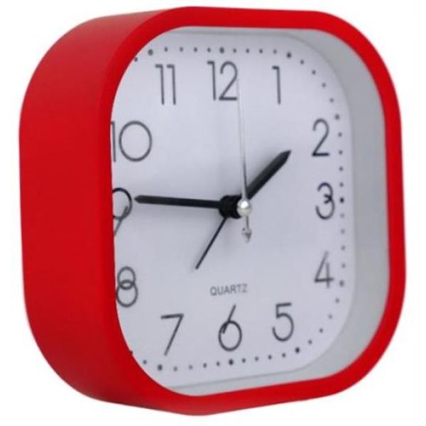 Casey Bedside Square Alarm Clock 12cm Red