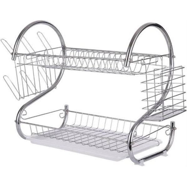 Casey 2 Layer 43cm Stainless Steel Large Dish Rack