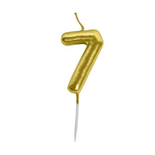 Casey 10cm Gold Numerical Birthday Candle Nr.7