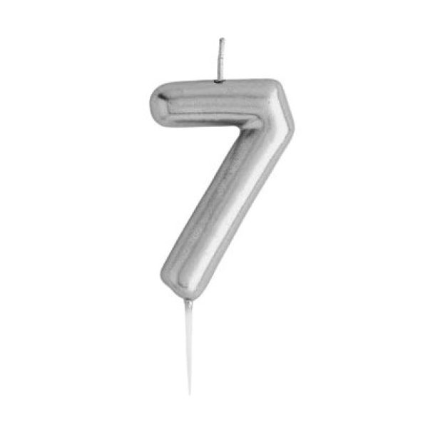 Casey 10cm Silver Numerical Birthday Candle Nr.7